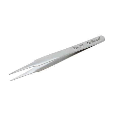 Amscope 4 3/8 in. General Purpose Tapered Pointed Smooth Tip Tweezers TW-482-25PK